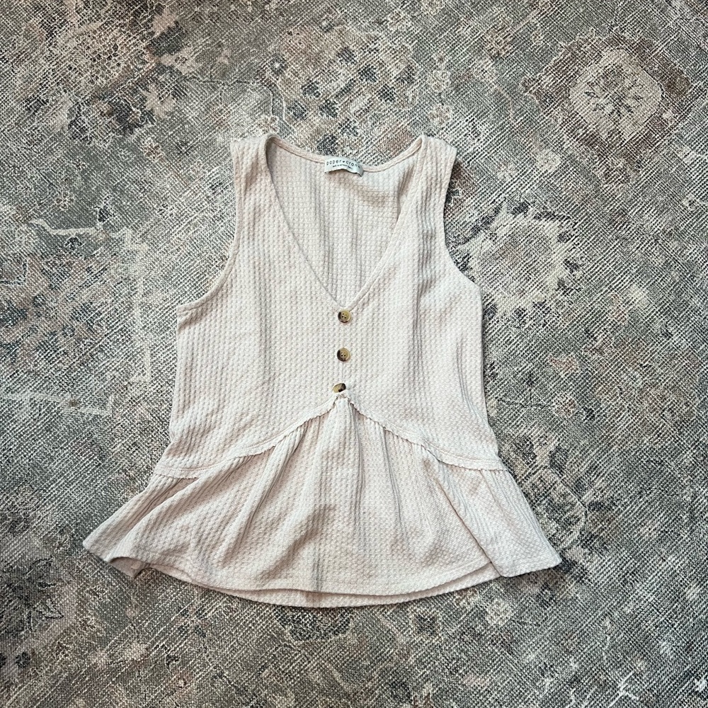 Women's Cream Sleeveless Top